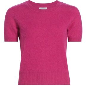 NAADAM cashmere short sleeved cropped pullover fuchsia pink -S-NWT! $275